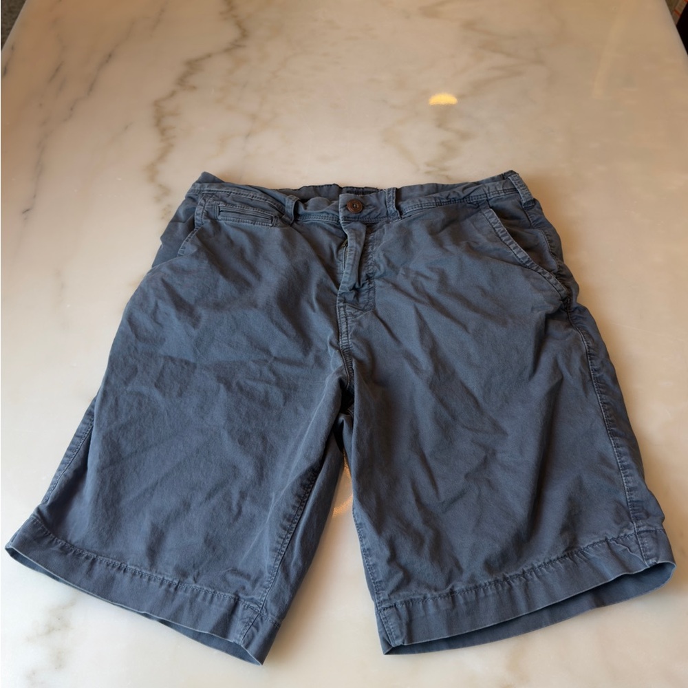 American Eagle Outfitters Slate Blue Flat-Front Men's Shorts